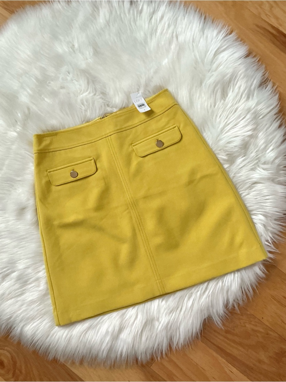 NWT LOFT Yellow High Waist Mini Skirt with Front Flap Pockets Size 4